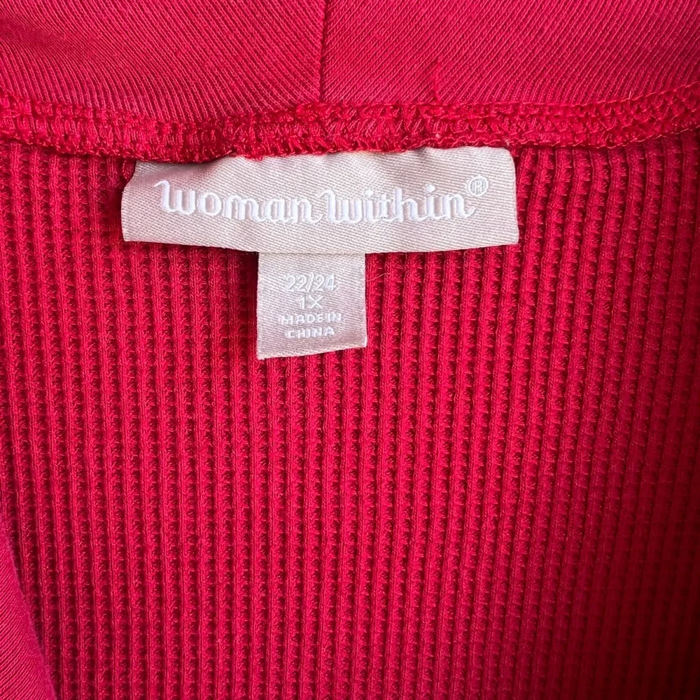 Woman Within Ribbed Red Top - Picture 3 of 5